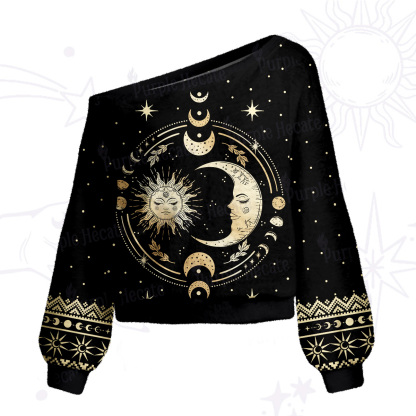 Purplehecate Celestial Sun and Moon One Shoulder Sweaters