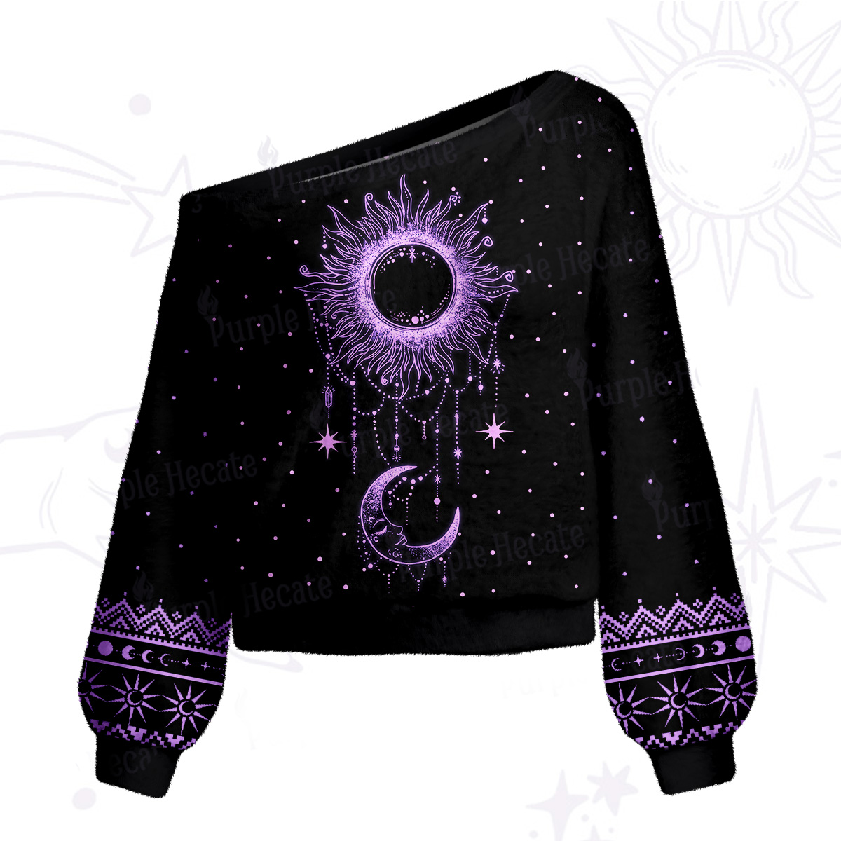 Purplehecate Radiance Of Sun And Moon One Shoulder Sweaters