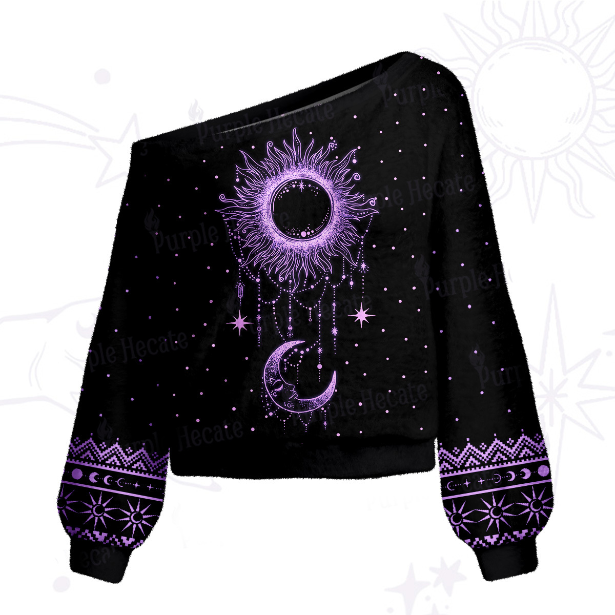Purplehecate Radiance Of Sun And Moon One Shoulder Sweaters