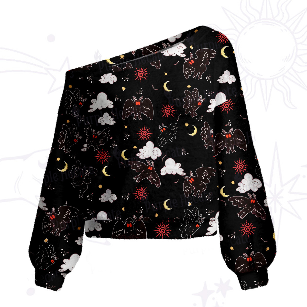 Purplehecate Cryptid Mothman One Shoulder Sweaters