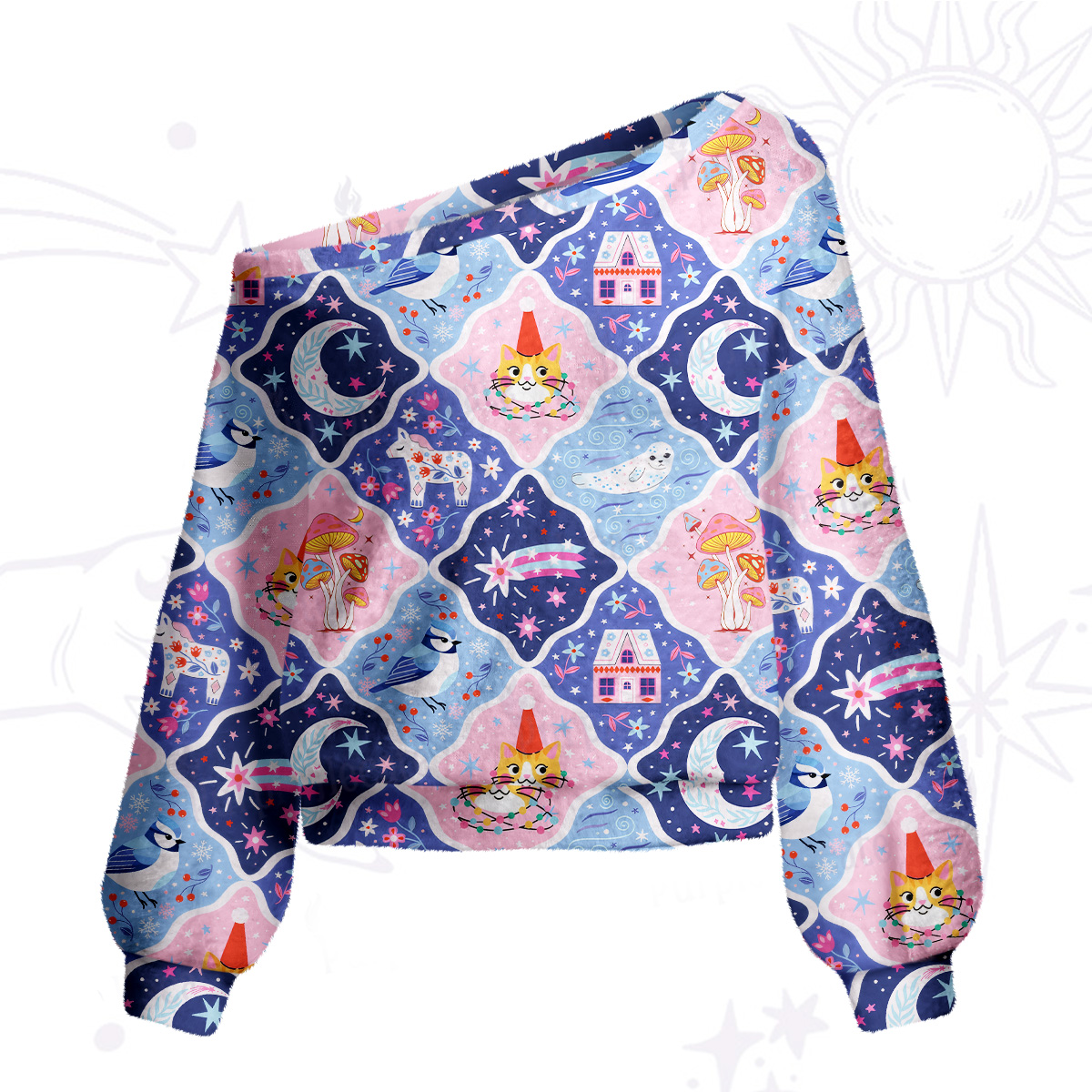 Purplehecate Dreamy Moonlight Fairy Tale One Shoulder Sweaters
