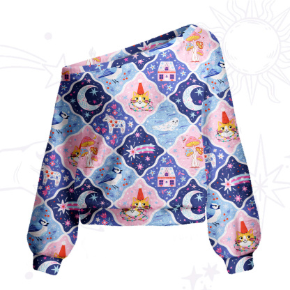 Purplehecate Dreamy Moonlight Fairy Tale One Shoulder Sweaters