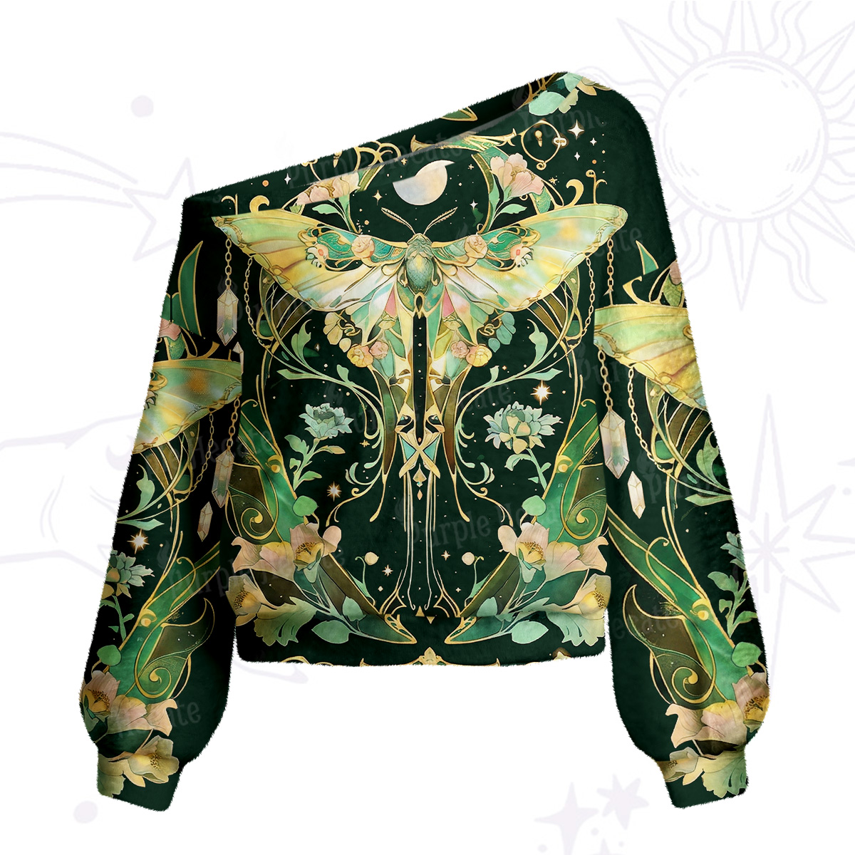 Purplehecate Moon Moth Rave One Shoulder Sweaters