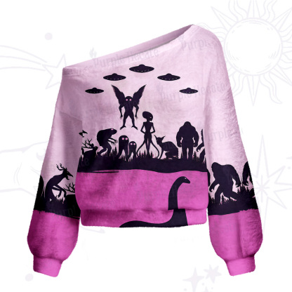 Purplehecate Alien Lake Monster Encounter One Shoulder Sweaters
