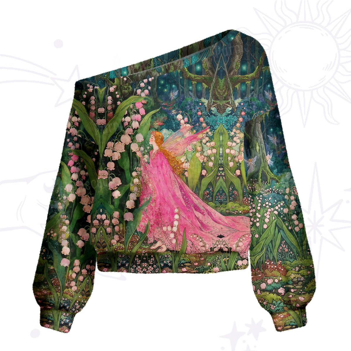 Purplehecate Mystic Secret Lily Fairy Forest One Shoulder Sweaters
