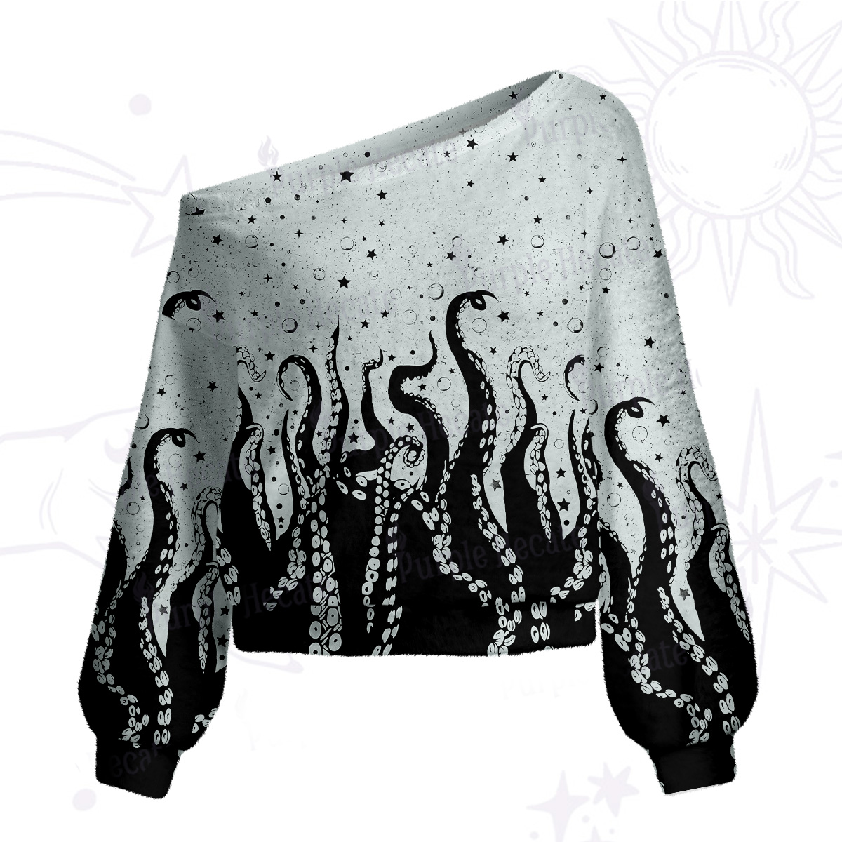 Purplehecate Tentacles of the Deep One Shoulder Sweaters