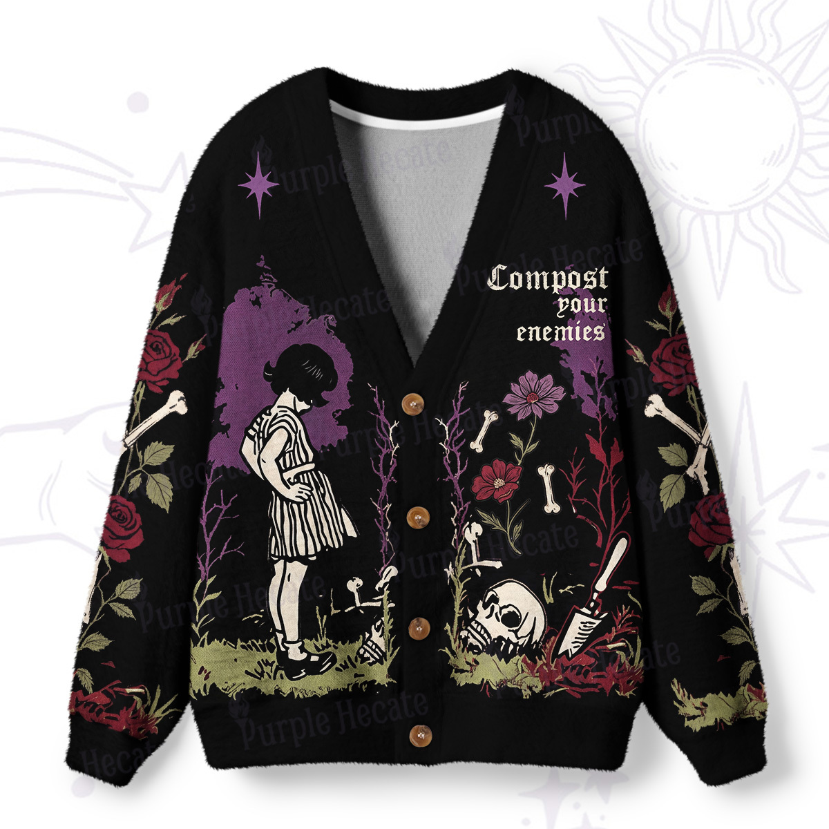 Purplehecate Compost Your Enemies Ugly Cardigan Sweaters