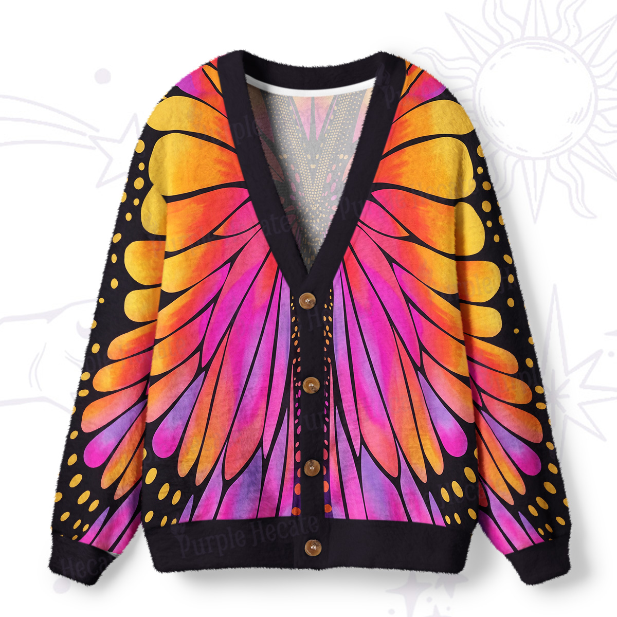 Purplehecate Butterfly Wings Ugly Cardigan Sweaters