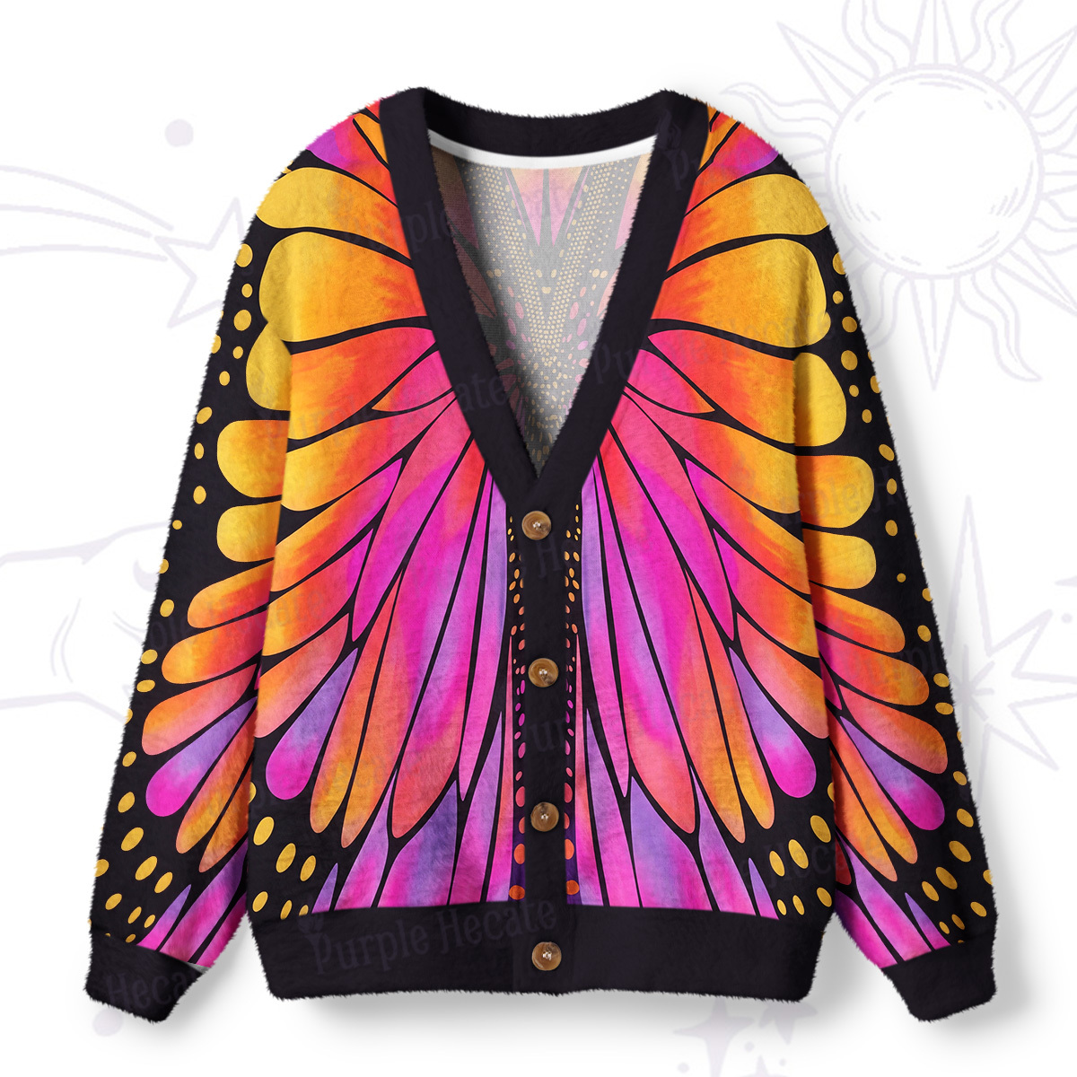 Purplehecate Butterfly Wings Ugly Cardigan Sweaters