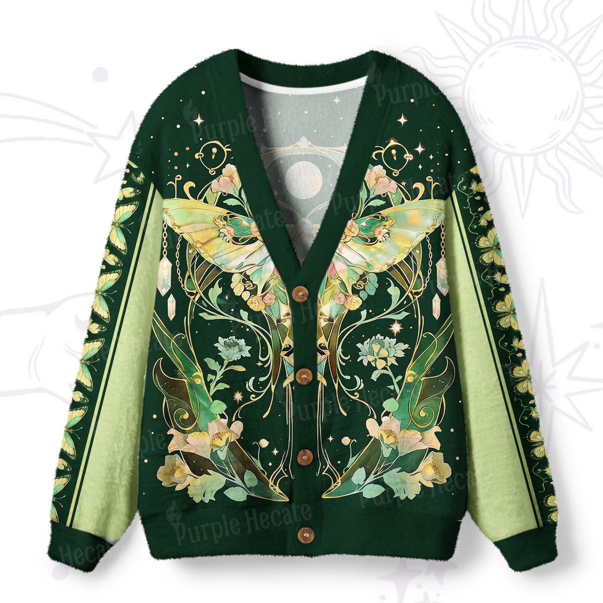 Purplehecate Moon Moth Rave Ugly Cardigan Sweaters