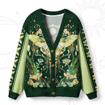 Purplehecate Moon Moth Rave Ugly Cardigan Sweaters