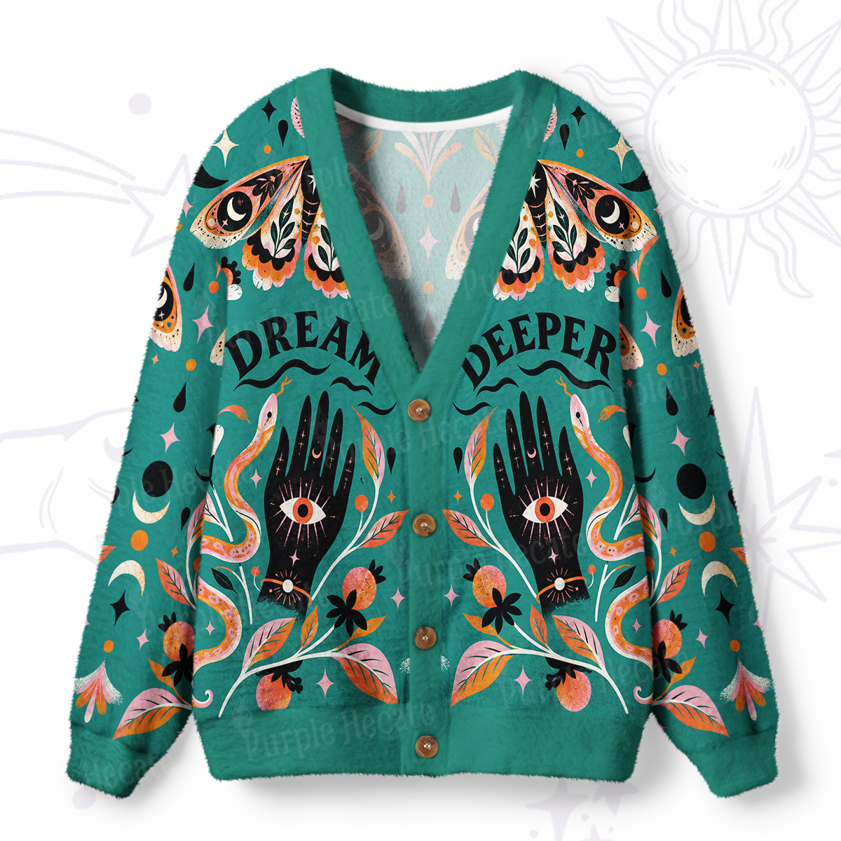 Purplehecate Occult Dream Deeper Eye Hands Ugly Cardigan Sweaters