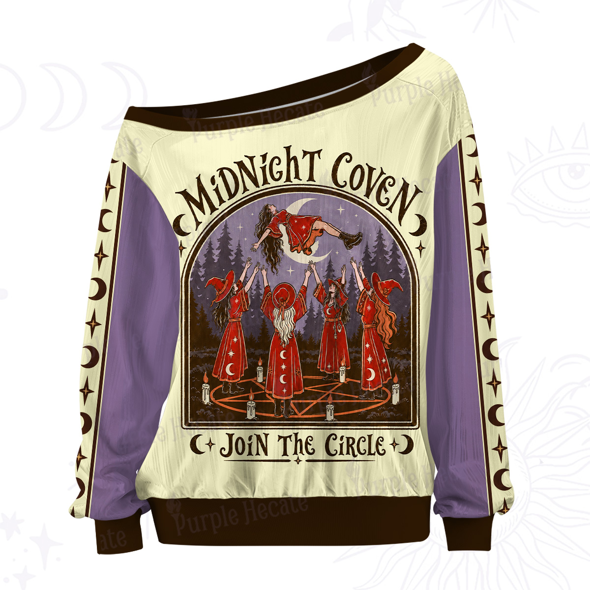 Purplehecate Midnight Coven Join the Circle Off The Shoulder Graphic Jersey