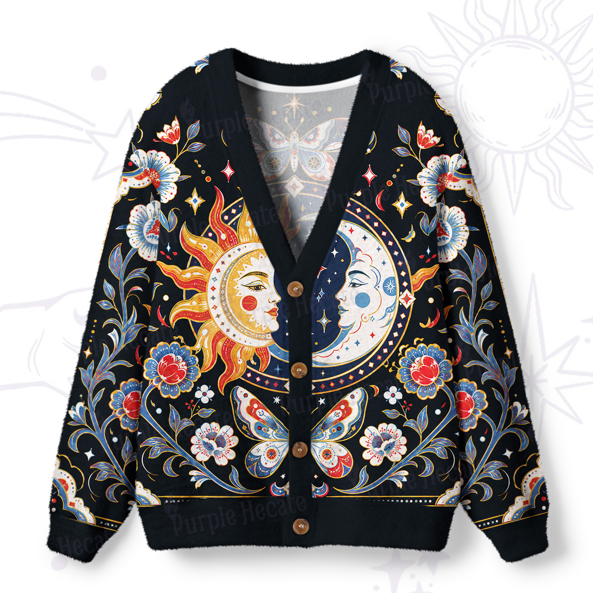 Purplehecate Kiss of Sun and Moon Ugly Cardigan Sweaters