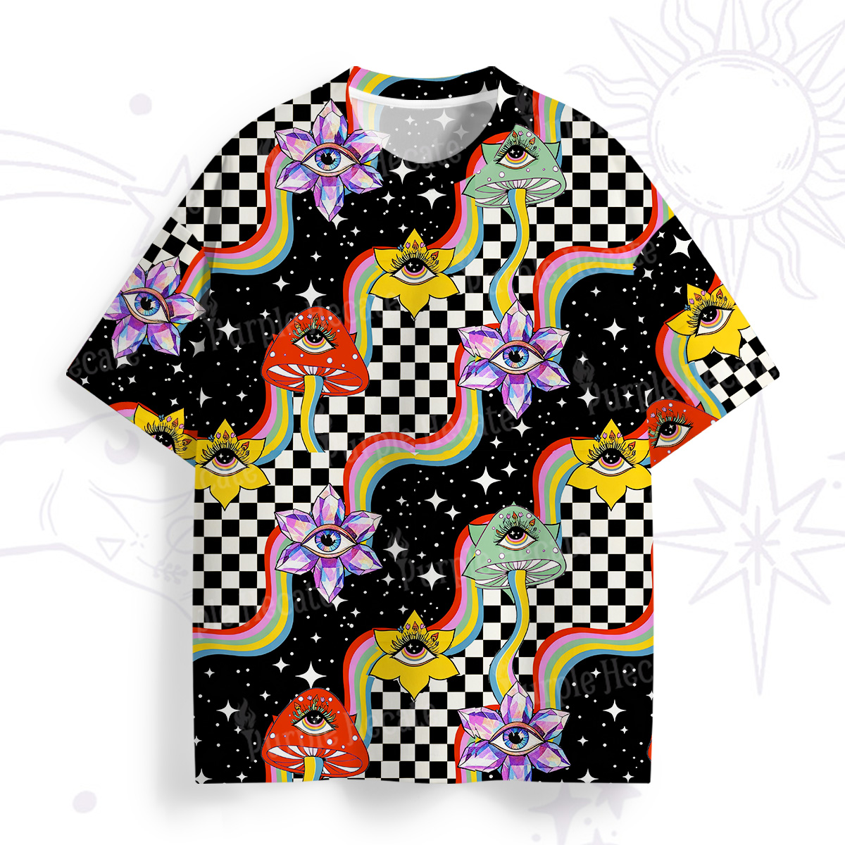 Purplehecate Enchanted Mushroom Eye Blossom All Over Print T-Shirt