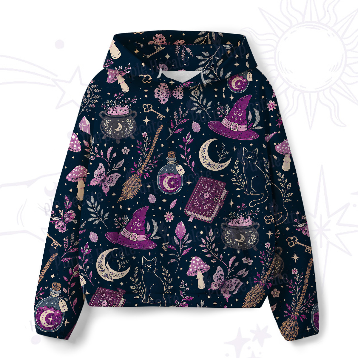 Purplehecate Witchcraft Spellbook All-Over Print Hoodie