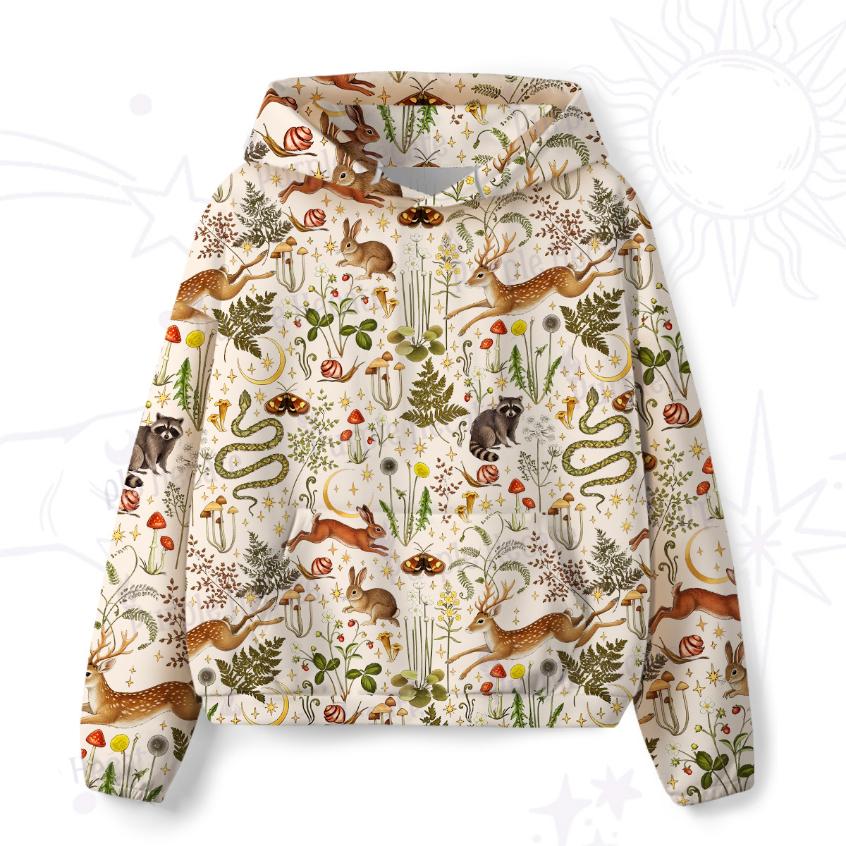 Purplehecate Enchanted Forest Animals All-Over Print Hoodie