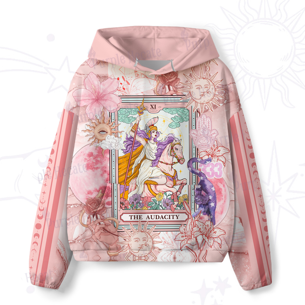 Purplehecate The Audacity Tarot Card All-Over Print Hoodie