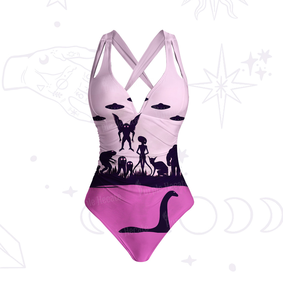 Purplehecate Alien Lake Monster Encounter One-Piece Swimsuit