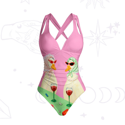 Purplehecate Tipsy Goose Wine Party One-Piece Swimsuit