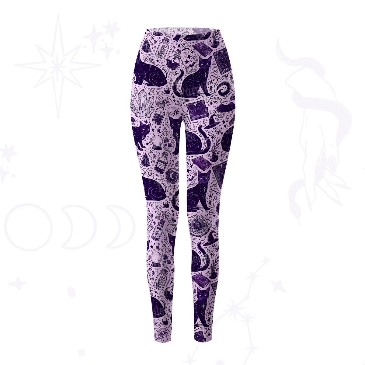 Purplehecate Midnight Black Cat Witch Potion Yoga Pants