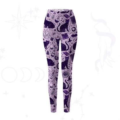 Purplehecate Midnight Black Cat Witch Potion Yoga Pants