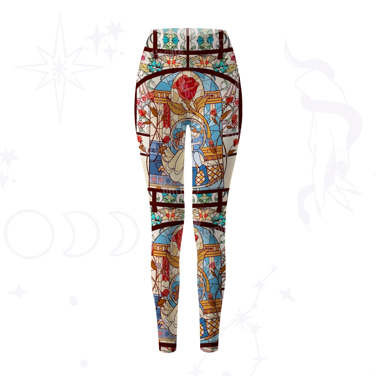 Purplehecate Stained Glass Rose Romance Yoga Pants