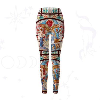 Purplehecate Stained Glass Rose Romance Yoga Pants
