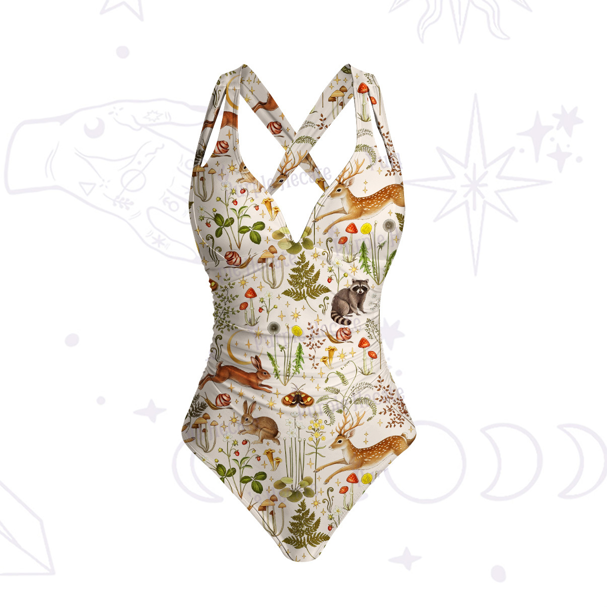 Purplehecate Enchanted Forest Animals One-Piece Swimsuit