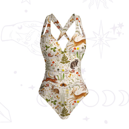 Purplehecate Enchanted Forest Animals One-Piece Swimsuit