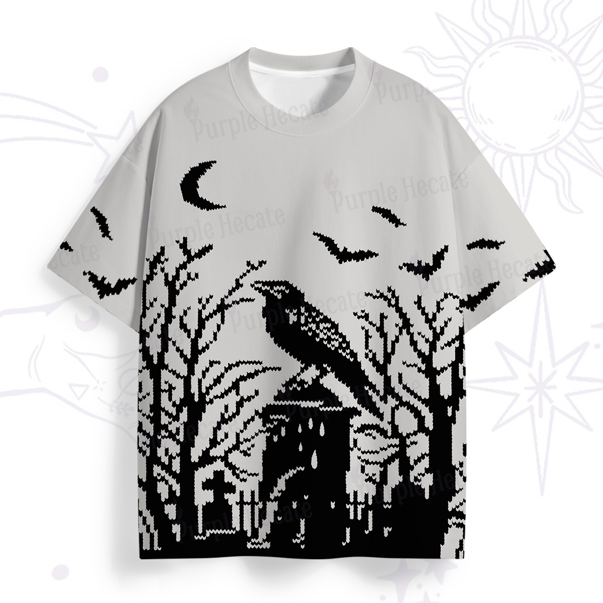Purplehecate Ravens Over the Spooky Graveyard All Over Print T-Shirt