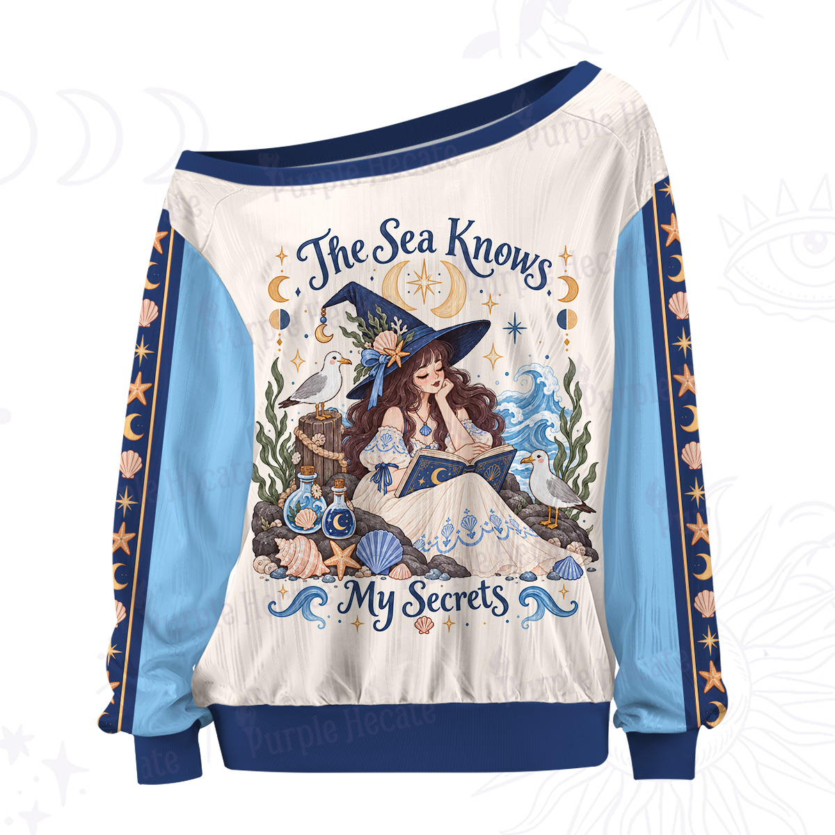 Purplehecate The Sea Knows My Secrets Off The Shoulder Graphic Jersey
