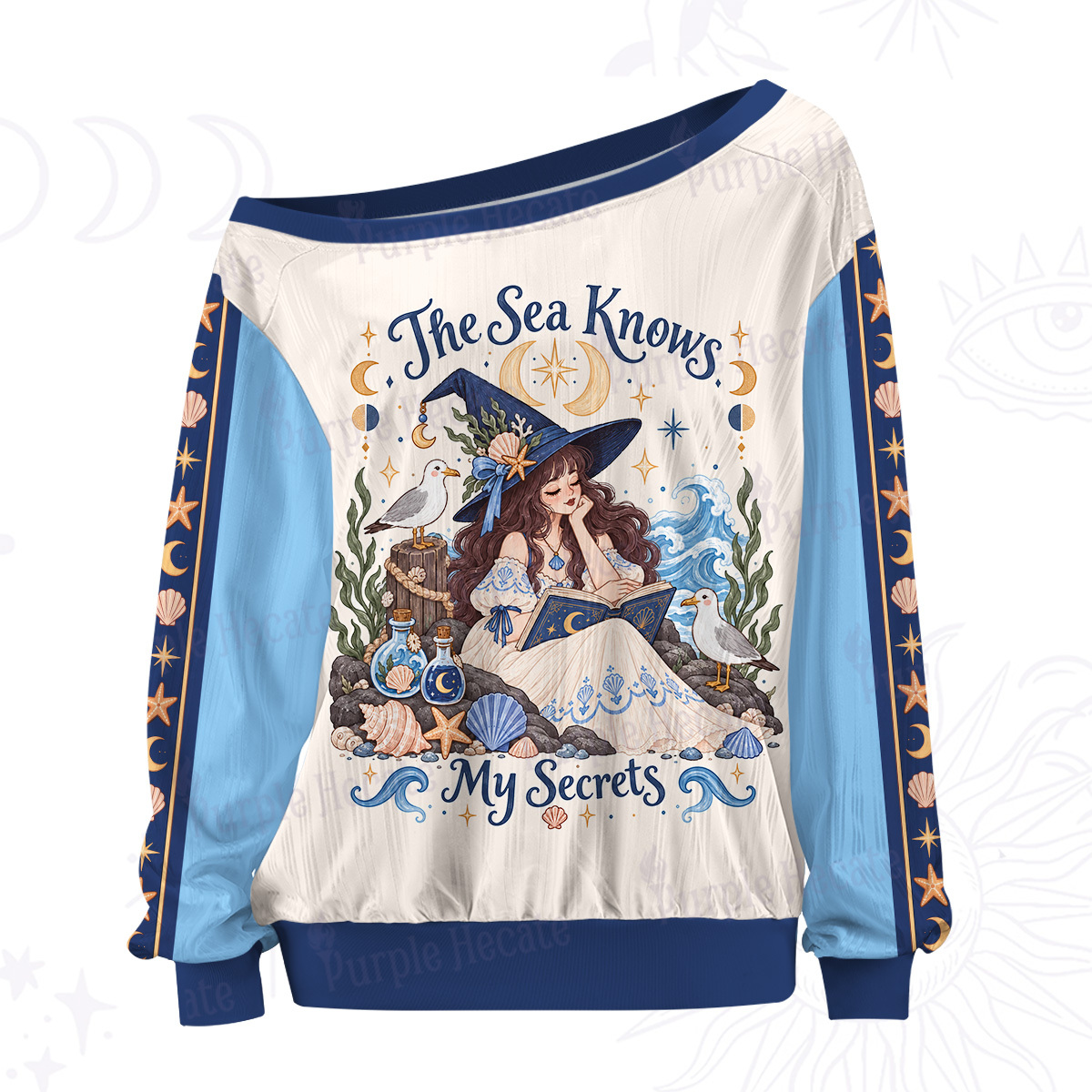 Purplehecate The Sea Knows My Secrets Off The Shoulder Graphic Jersey