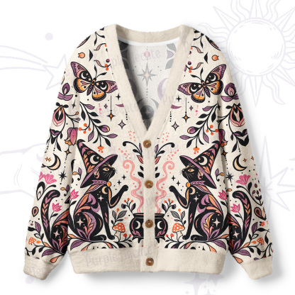 Purplehecate Potion Brewing Magic Cat Ugly Cardigan Sweaters