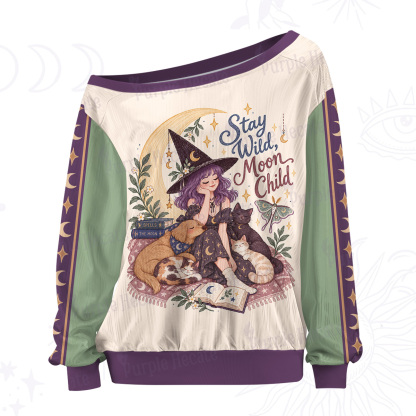 Purplehecate Stay Wild Moon Child Off The Shoulder Graphic Jersey