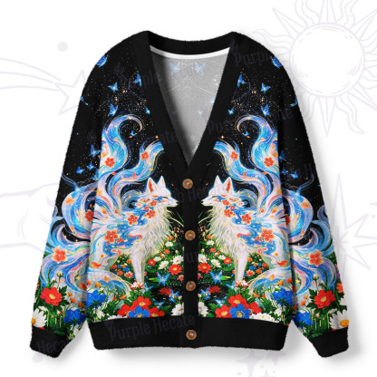 Purplehecate Celestial Spirit Fox Ugly Cardigan Sweaters