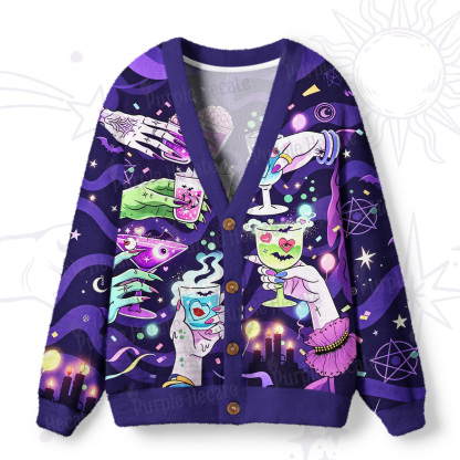 Purplehecate Witchy Cocktail Party Ugly Cardigan Sweaters