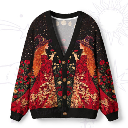 Purplehecate Moon Magic Witchcraft Print Ugly Cardigan Sweaters