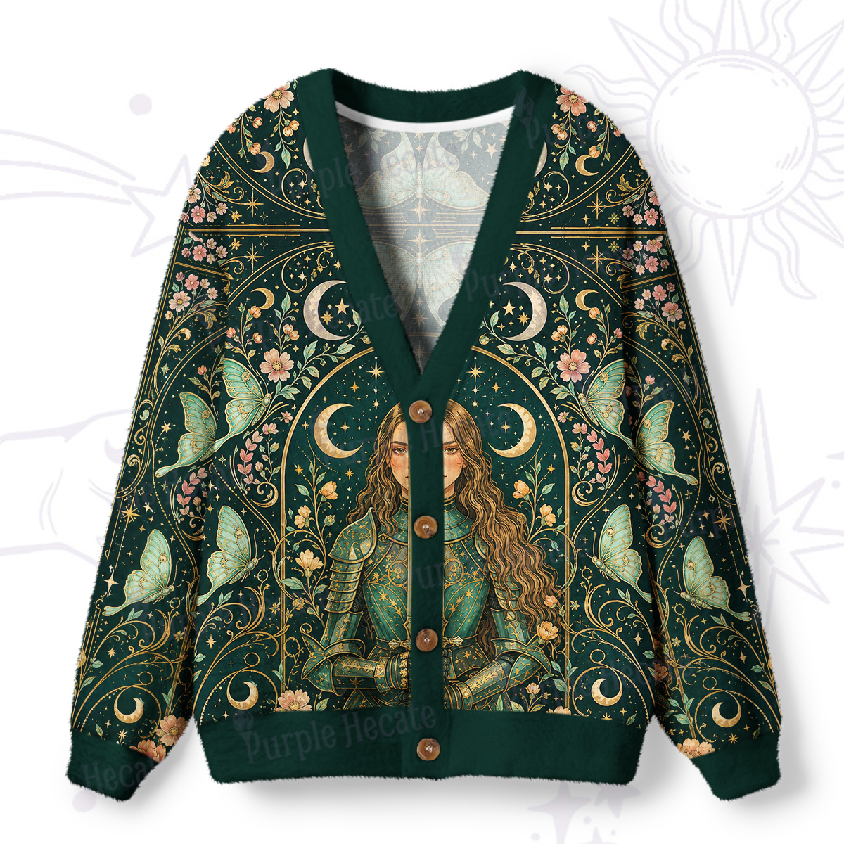Purplehecate Medieval Female Knight Ugly Cardigan Sweaters