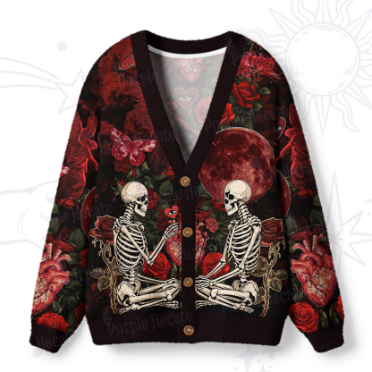 Purplehecate Till Death We Bloom Skeleton Ugly Cardigan Sweaters