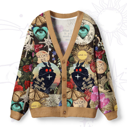 Purplehecate Cryptid Mothman Vintage Collage Ugly Cardigan Sweaters