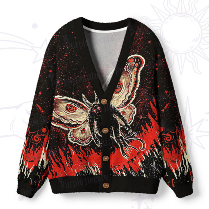 Purplehecate Inferno Fire Mothman Ugly Cardigan Sweaters