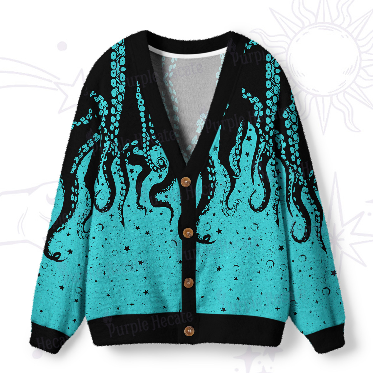 Purplehecate Tentacles of the Deep Ugly Cardigan Sweaters
