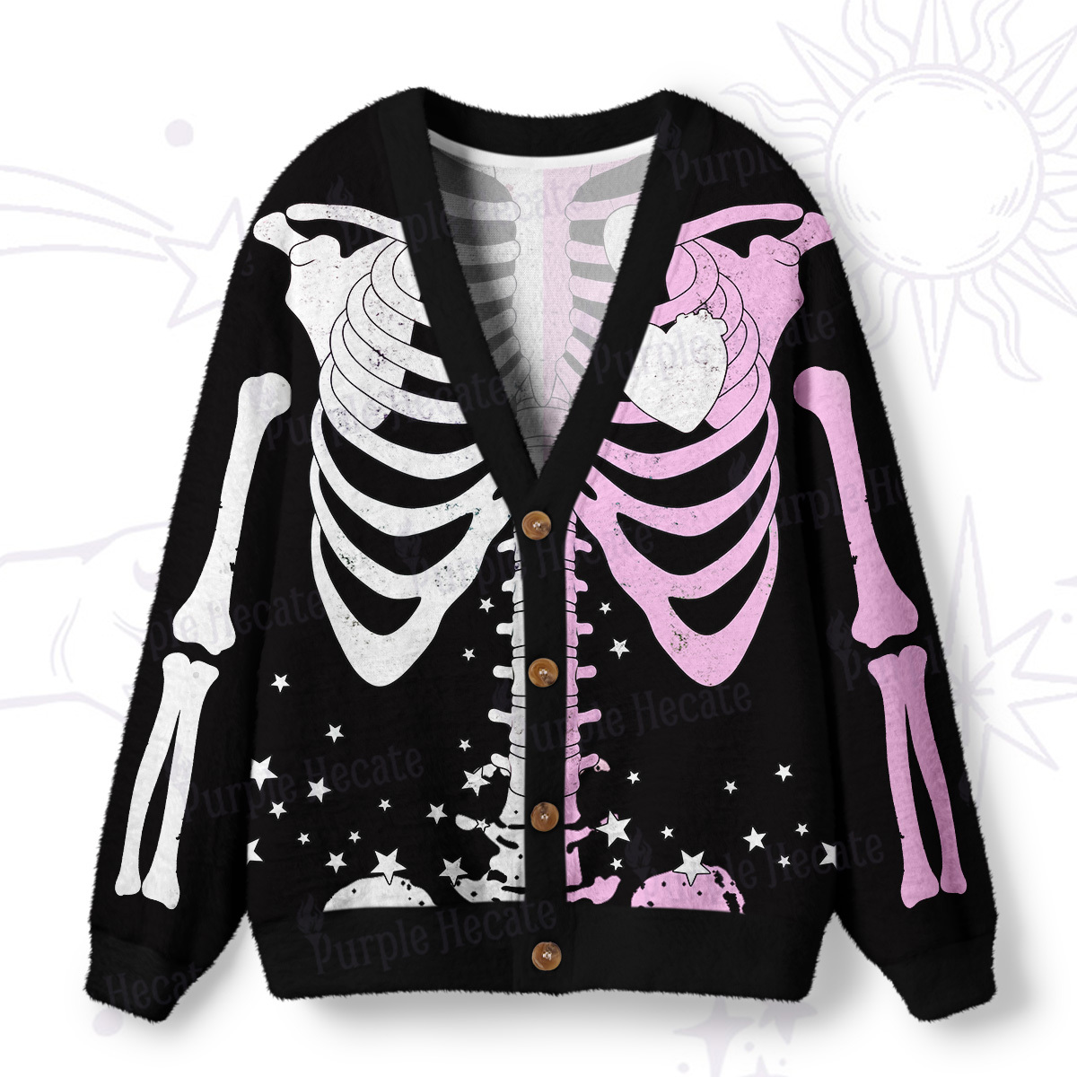 Purplehecate Pastel Aplit Akeleton Ugly Cardigan Sweaters