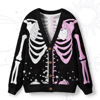 Purplehecate Pastel Aplit Akeleton Ugly Cardigan Sweaters