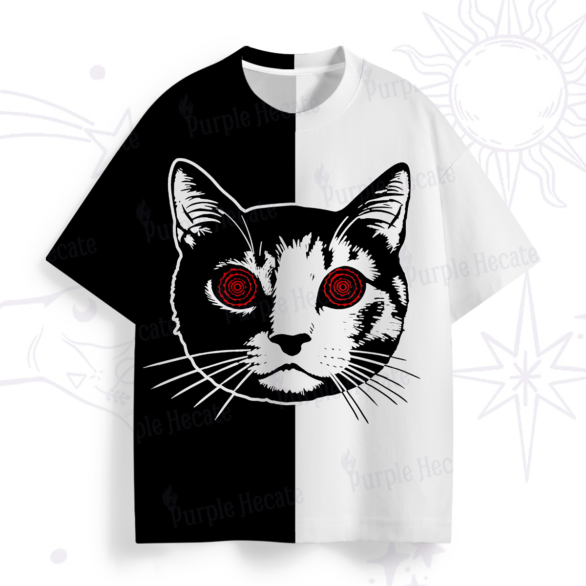 Purplehecate Hypnotic Cat All Over Print T-Shirt
