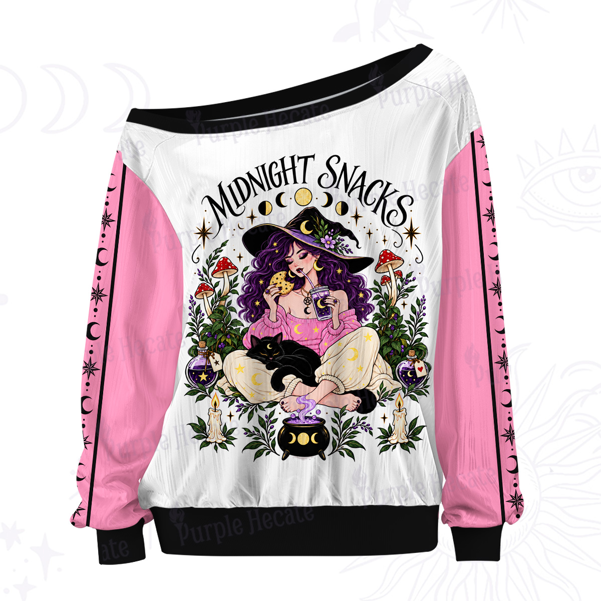 Purplehecate Midnight Snacks Witch Off The Shoulder Graphic Jersey