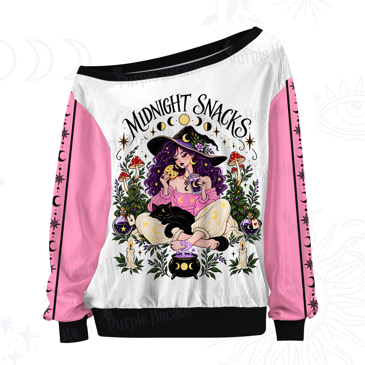 Purplehecate Midnight Snacks Witch Off The Shoulder Graphic Jersey