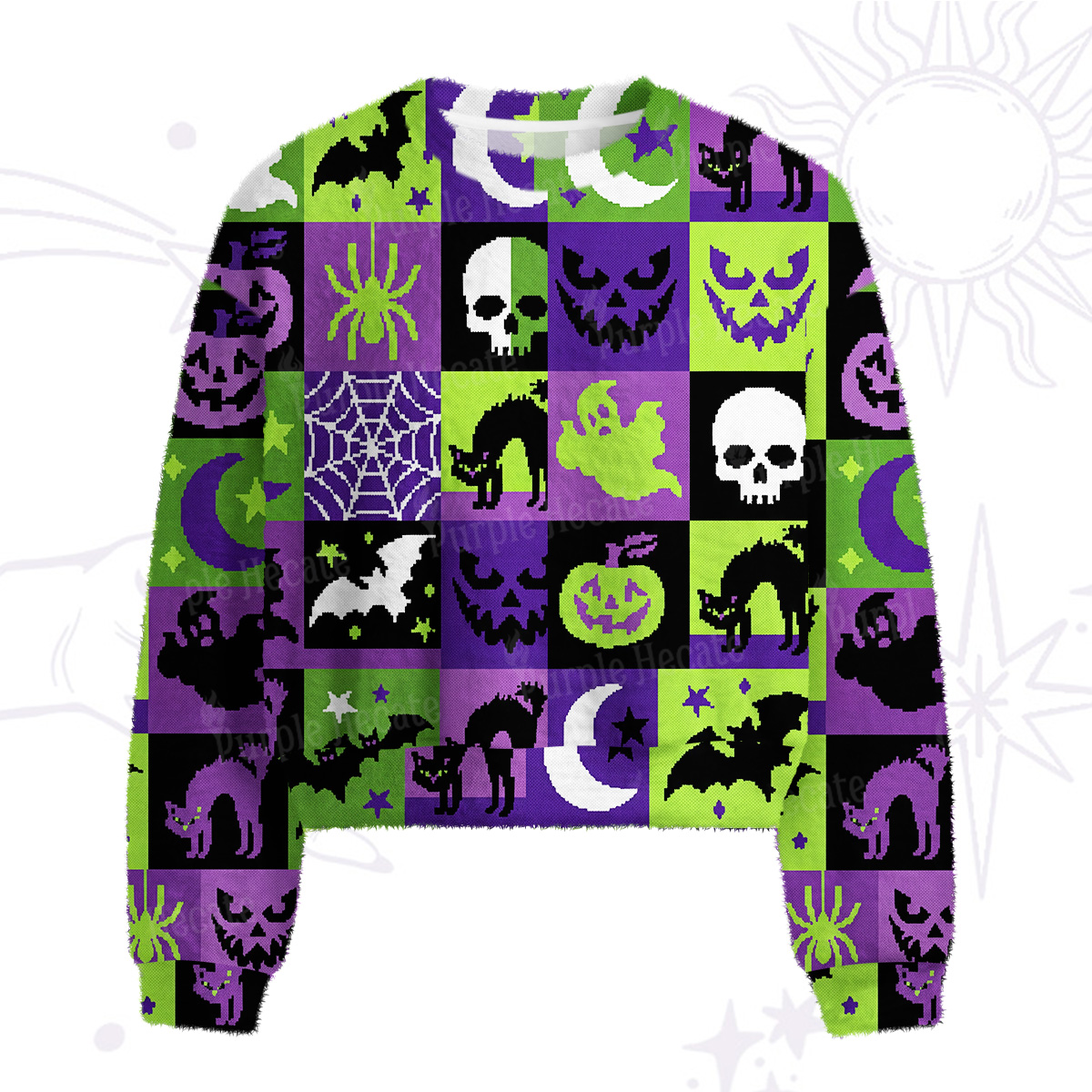 [Copy]Purplehecate Peekaboo Cats Fuzzy Crewneck Sweater