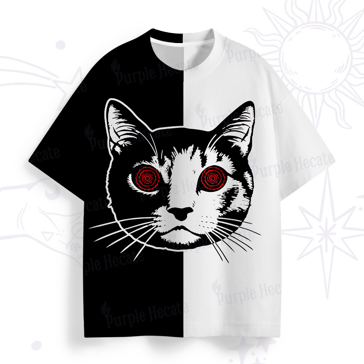 Purplehecate Hypnotic Cat All Over Print T-Shirt